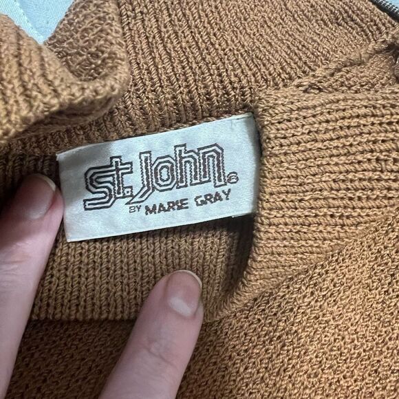 Vintage 80s St. John brown and black knee length dress size 6 mock neck - Picture 15 of 15